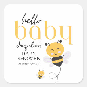 Bee-utiful Moments: Hello Baby Bee Shower Square Sticker