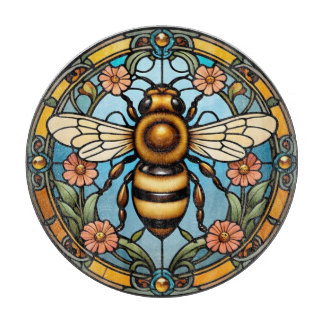 Bee-utiful Stained Glass Honeybee  Cutting Board