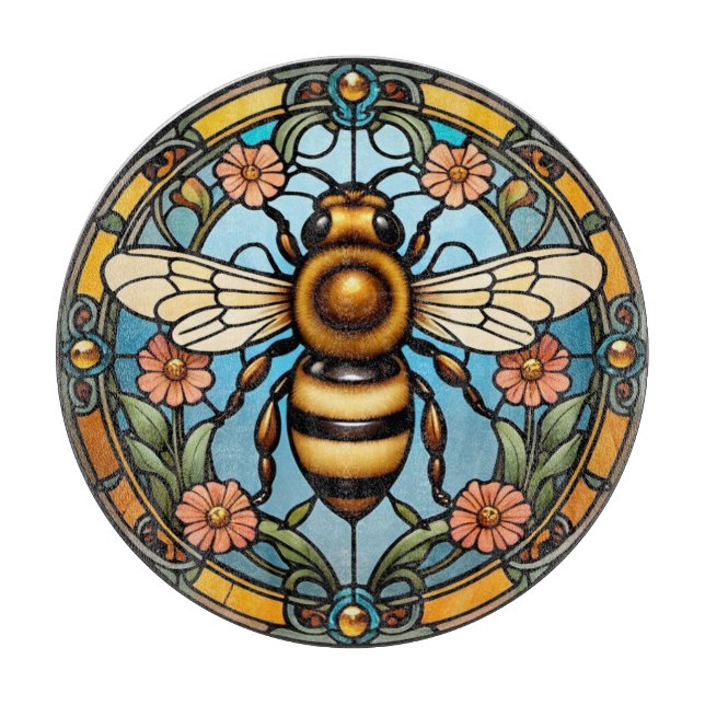 Bee-utiful Stained Glass Honeybee  Cutting Board (Front)