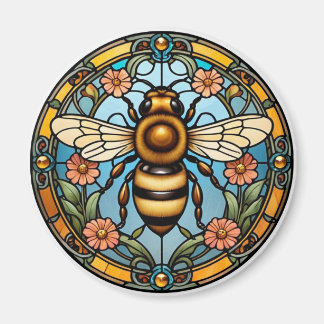 Bee-utiful Stained Glass Honeybee  Magnet