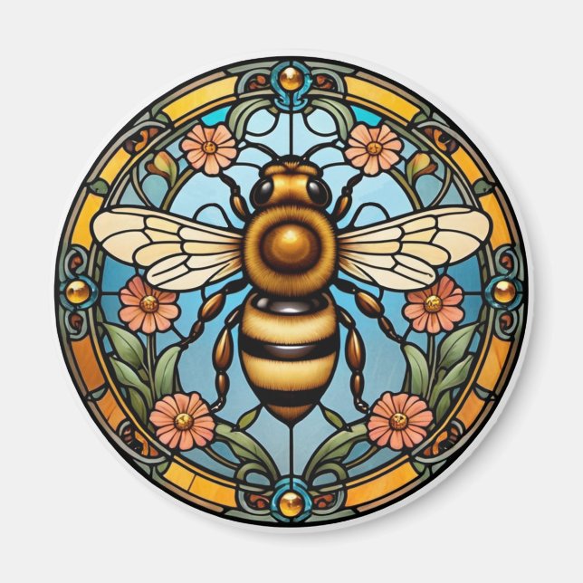 Bee-utiful Stained Glass Honeybee  Magnet (Front)