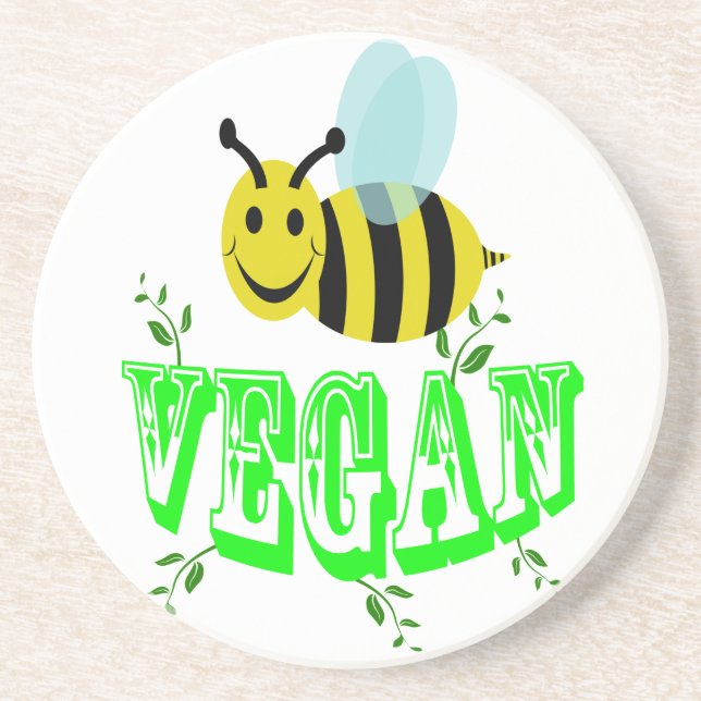 bee vegan sandstone coaster (Front)
