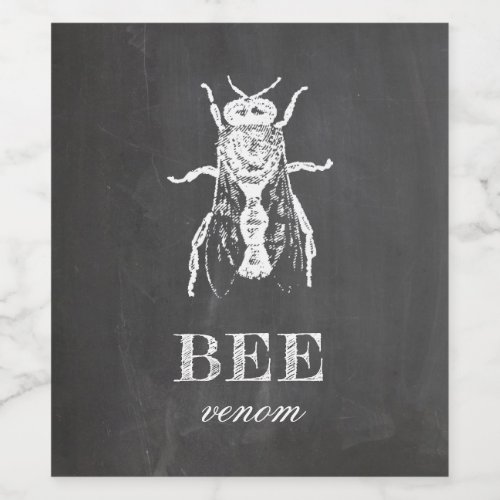 Bee venom Chalkboard Halloween party Insect Wine Label