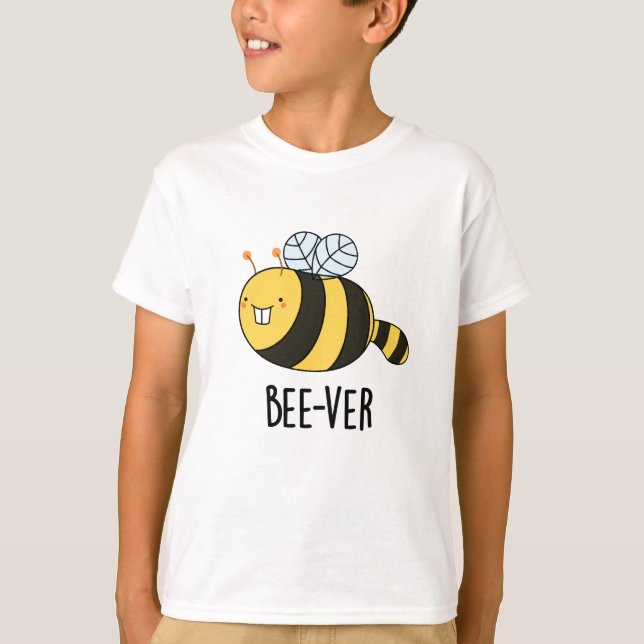 Bee-ver Funny Animal Beaver Bee Pun  T-Shirt (Front)