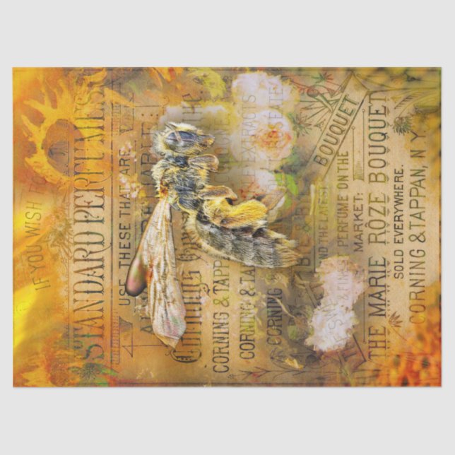 Bee Vintage Decoupage Tissue Paper (Front)