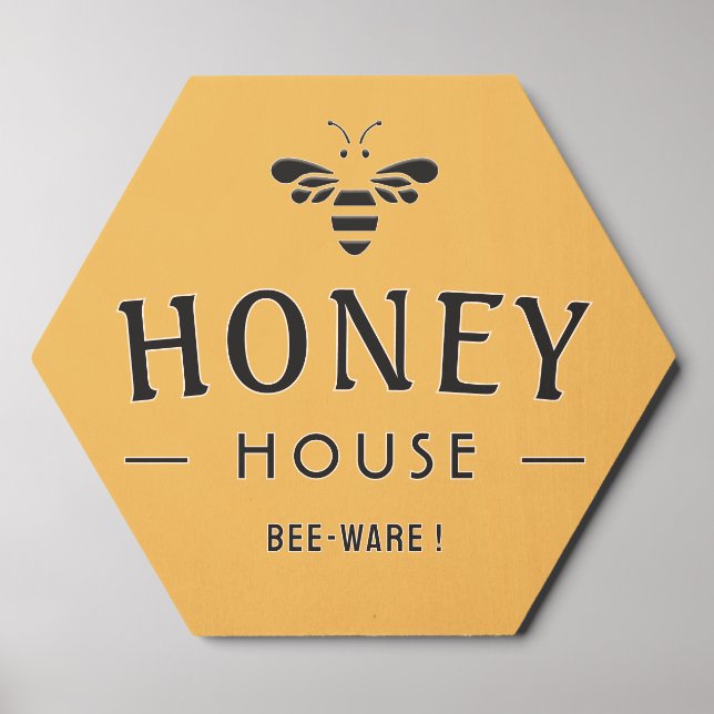 Bee-Ware Beekeeper Honey House Entrance Door Sign  Wood Photo Tile (Front Set)