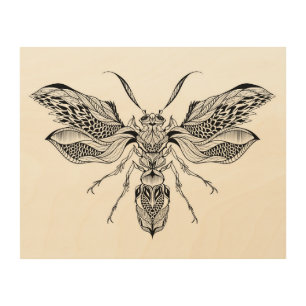 Bee-Wasp Tattoo 5 Wood Wall Decor