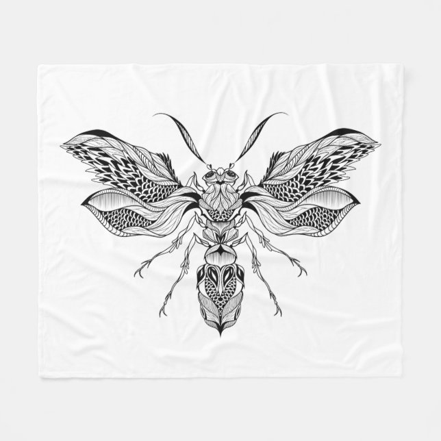 Bee-Wasp Tattoo Fleece Blanket (Front (Horizontal))