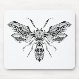 Bee-Wasp Tattoo Mouse Pad