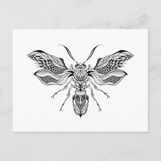 Bee-Wasp Tattoo Postcard (Front)