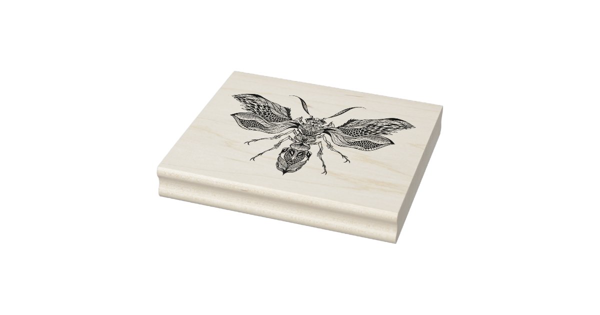 Bee-Wasp Tattoo Rubber Stamp