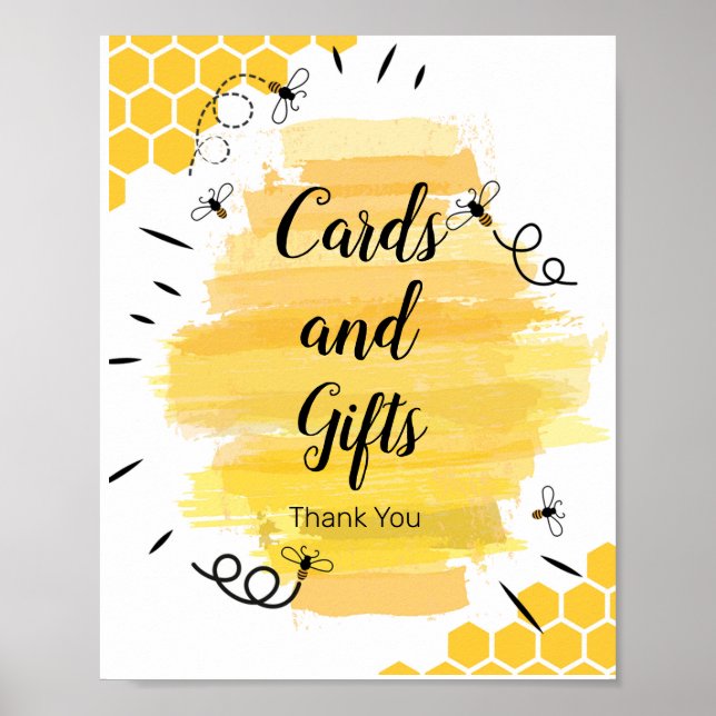 Bee Watercolor Cards and Gifts Sign (Front)