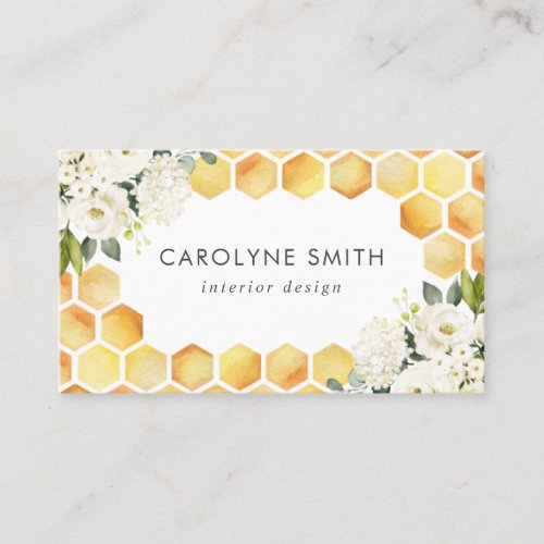 Bee Watercolor Floral Business Card