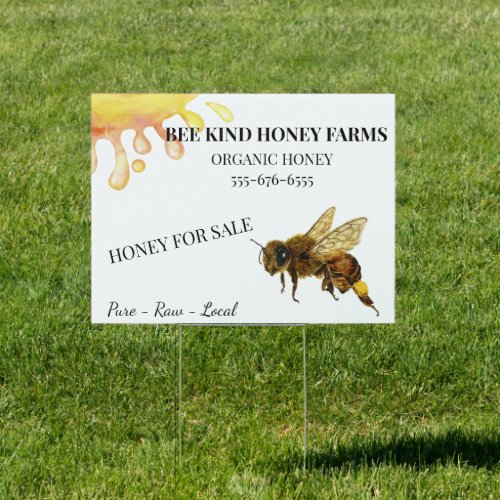 Bee Watercolor Honey Farm  For Sale Sign