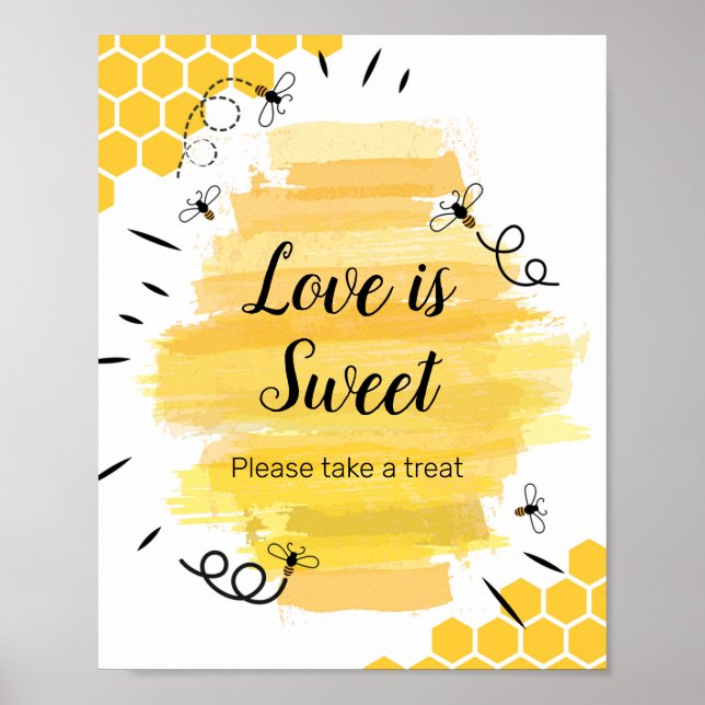 Bee Watercolor Love is Sweet Sign (Front)