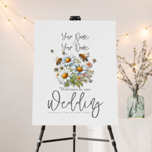 Bee Watercolor Wildflower Wedding Foam Board