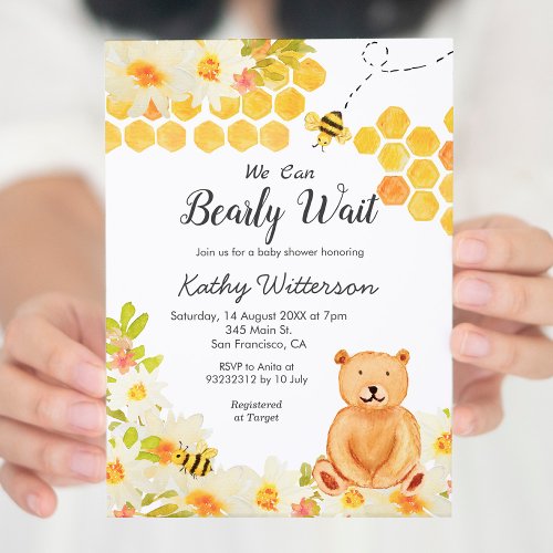 Bee We can bearly wait baby shower Invitation