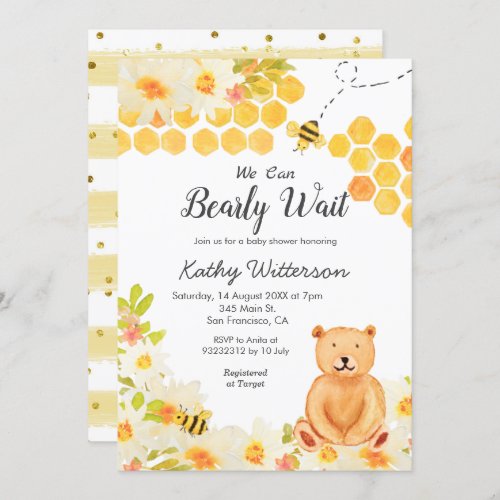 Bee We can bearly wait baby shower Invitation