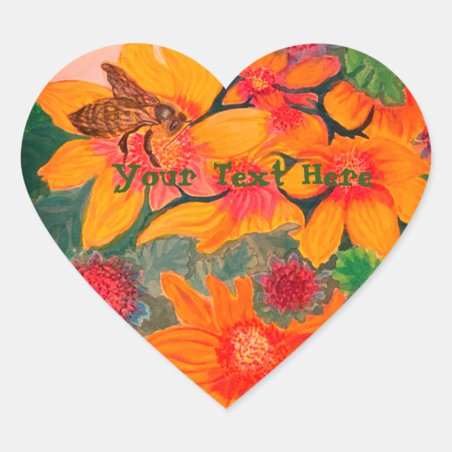 Bee Wedding Heart Sticker (Front)