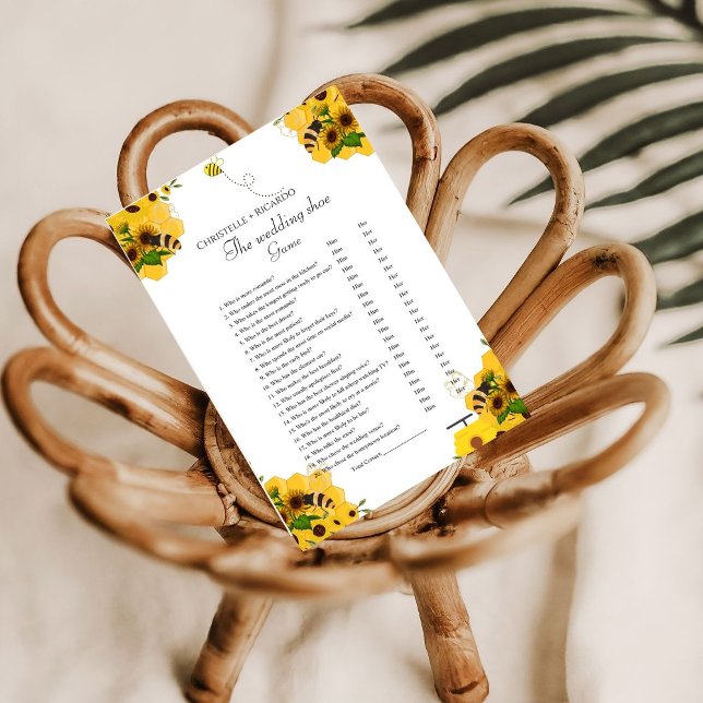Bee Wedding shoe game bachelorette party game Card (Creator Uploaded)