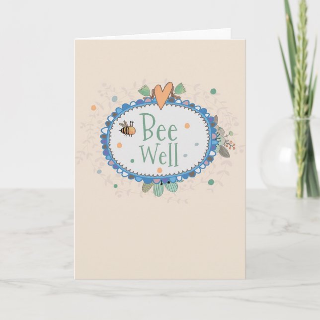 Bee well card funny and cute for friends & family (Front)