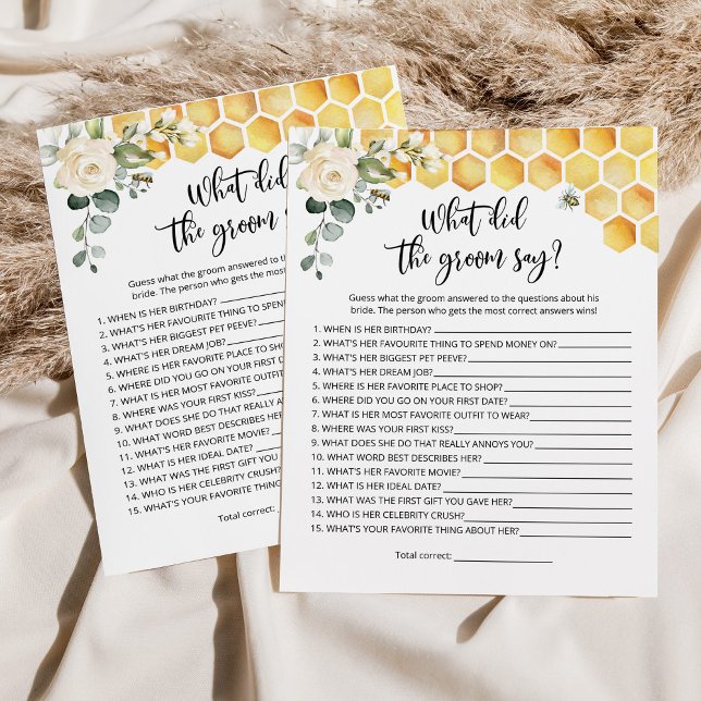 Bee What did the groom say bridal shower game (Creator Uploaded)