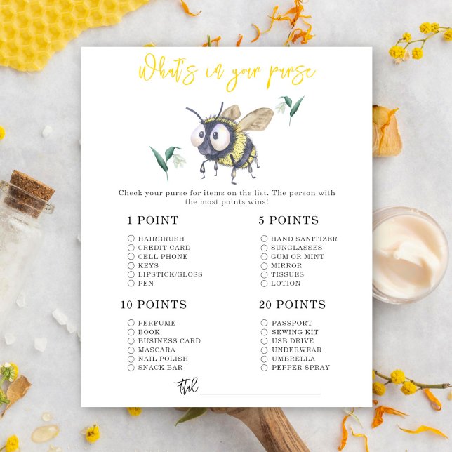 Bee - Whats in your purse baby shower (Creator Uploaded)