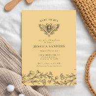 Bee Wildflower Baby Shower Invitation