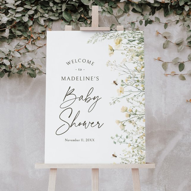 Bee Wildflower Baby Shower Welcome Sign (Creator Uploaded)
