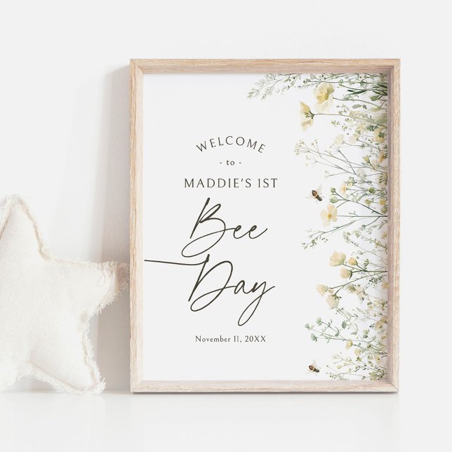Bee Wildflower Birthday Welcome Sign (Creator Uploaded)