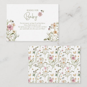 Bee Wildflower Book Request Girl Baby Shower Enclosure Card