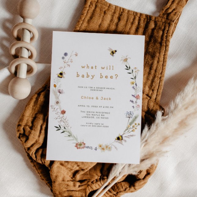 Bee Wildflower Gender Reveal Invitation (Creator Uploaded)