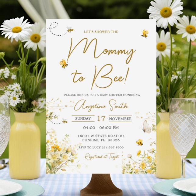  Bee Wildflower Mommy to Bee Baby Shower Invitation (Creator Uploaded)