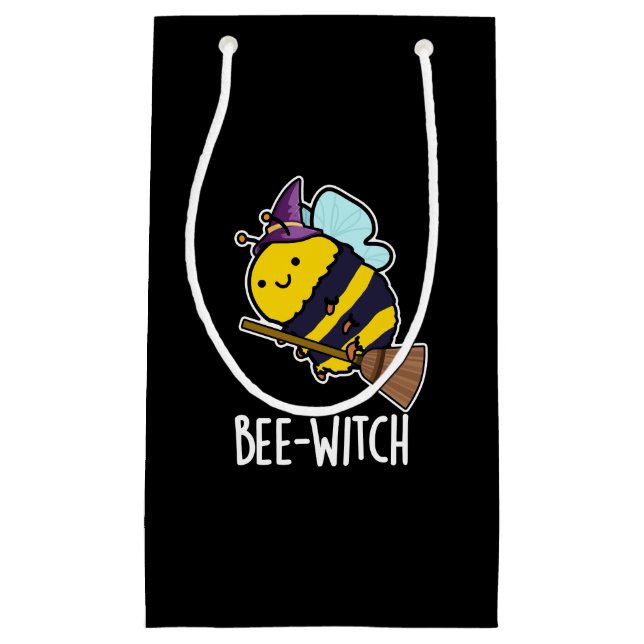 Bee-witch Funny Bee Pun Dark BG Small Gift Bag (Front)