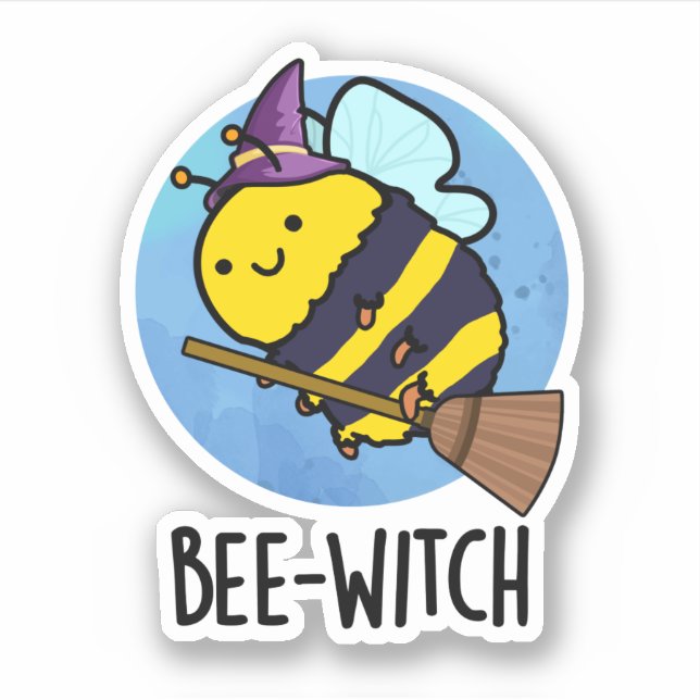 Bee-witch Funny Bee Pun  Sticker (Front)