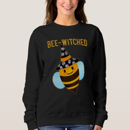 Bee Witched Cute Halloween Bee Wearing Witches Hat Sweatshirt