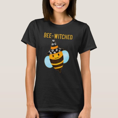 Bee Witched Cute Halloween Bee Wearing Witches Hat T_Shirt