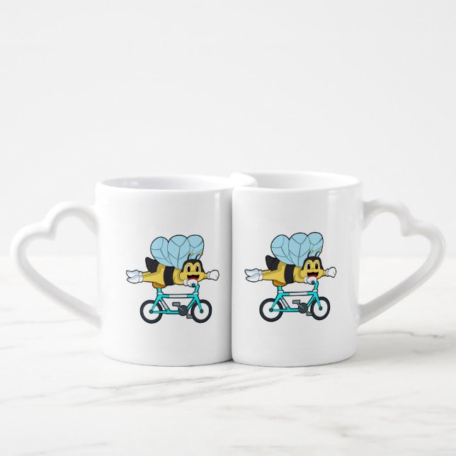 Bee with Bicycle Coffee Mug Set (Front Nesting)