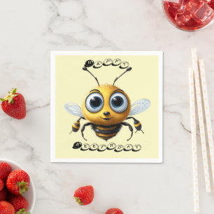 Bee With Big Hopeful Eyes Says Happy Birthday, Napkins