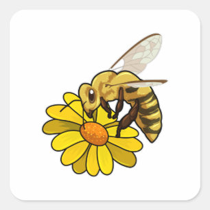 Bee with Blossom Square Sticker