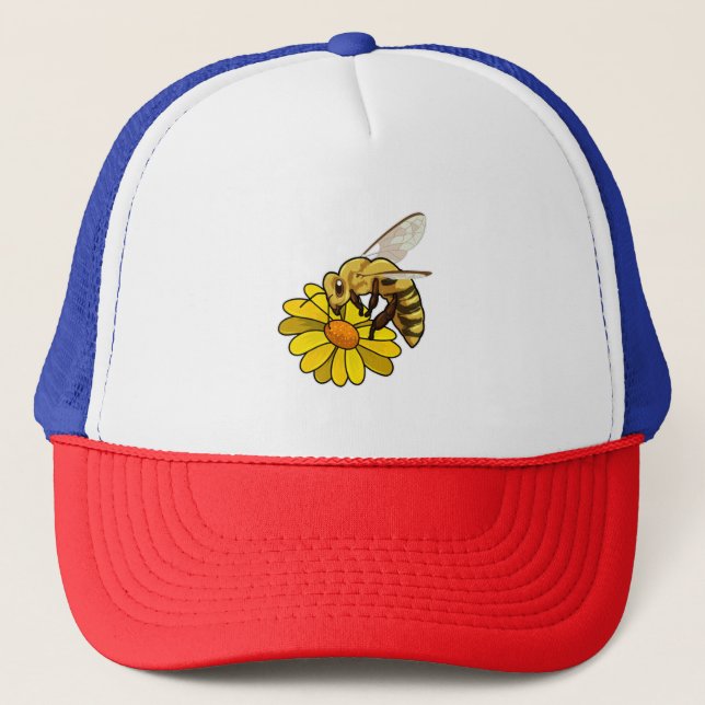 Bee with Blossom Trucker Hat (Front)