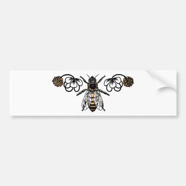 bee with clover bumper sticker (Front)