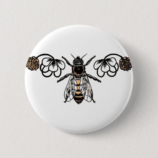 bee with clover button (Front)