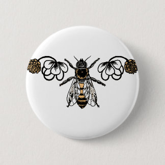bee with clover button