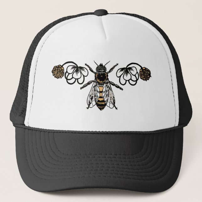 bee with clover trucker hat (Front)