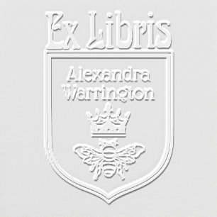 Bee with Crown Crest Emblem Ex Libris Book Name Embosser