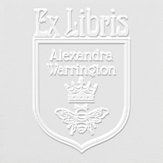 Bee with Crown Crest Emblem Ex Libris Book Name Embosser (Design)