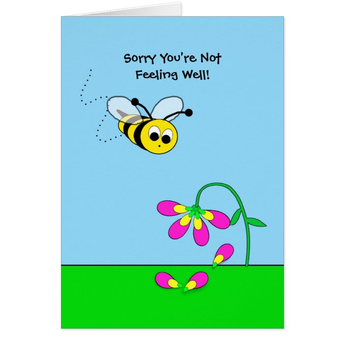 Bee with Droopy Flower Get well Greeting Card