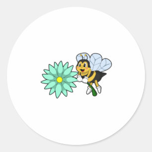Bee with Flower.PNG Classic Round Sticker