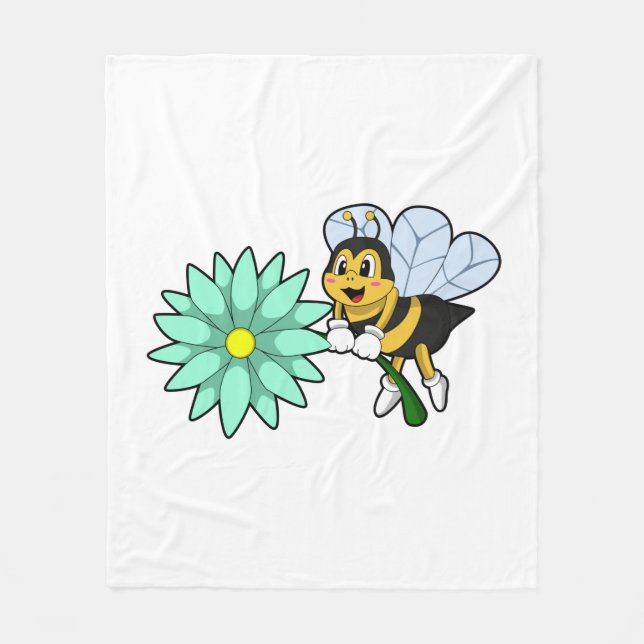 Bee with Flower.PNG Fleece Blanket (Front)